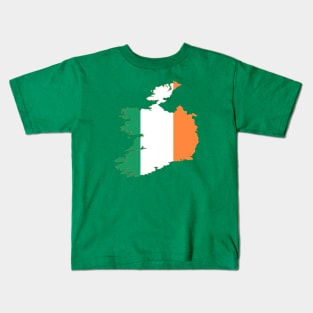 Ireland Rugby Fan Irish Tricolor Flag Map Kids T-Shirt